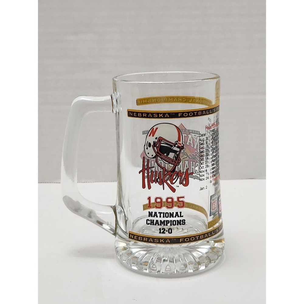 Nebraska Huskers National Championship Glass Cup / Beer Mug - 1995 Phillips 66